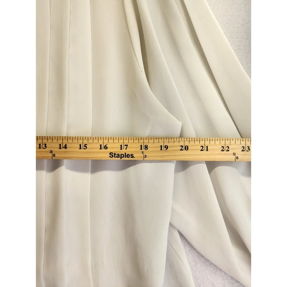 La Blouse Vintage Pleated Front Button Up Shirt Ivory Size 16